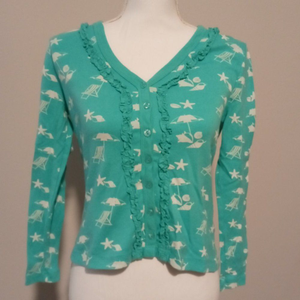 2 A TEE brand blue button up ruffle cardigan - Size Small Petite